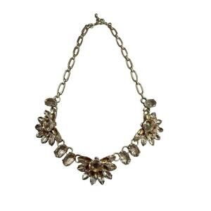 Banana Republic faceted crystal half flower floral statment necklace
